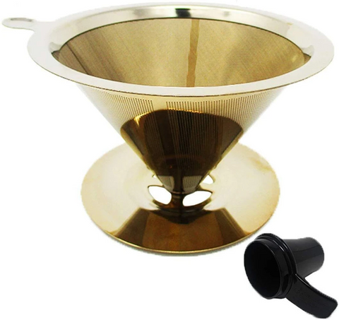 Pour Over Coffee Maker, Reusable Stainless Steel Filter Dripper, Includes 1 OZ Scoop